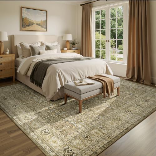 Lofus 8x10 Washable Area Rug for Living Room, Non-Slip Brown Boho Carpet - Image 2