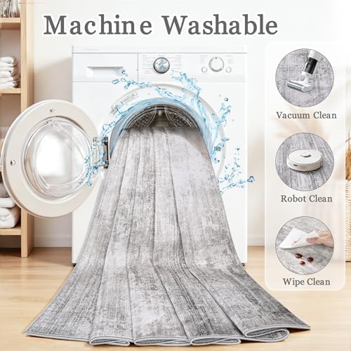 Tosuoka Washable Rug 8x10 Area Rugs for Living Room, Gray Abstract Soft - Image 4
