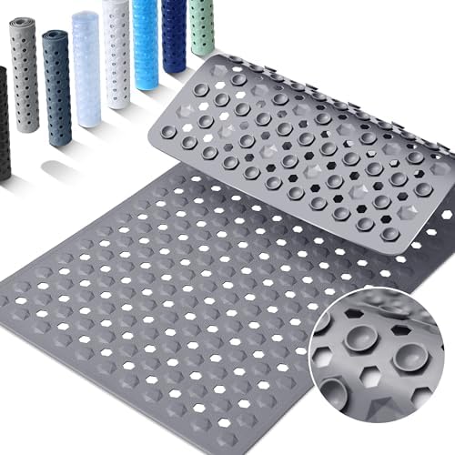 Yimobra Bathtub Mat Non Slip, 27.5"X15.5" Machine Washable Shower Floor Mat, Soft on Feet, Bathmat with Drain Holes and Suction Cups, Bathroom Essentials, Grey by Yimobra