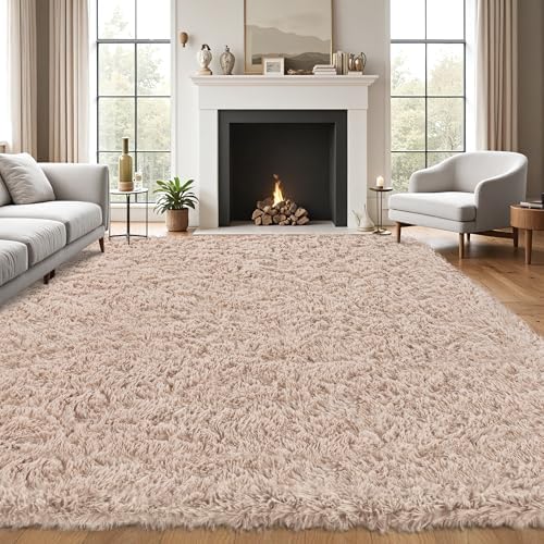 5x8 Area Rug for Living Room,Beige Fluffy Shag Non-Slip Bedroom Rugs by Unknown