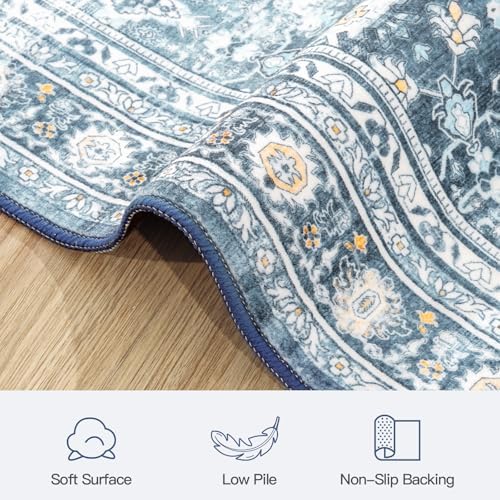 10x14 Area Rugs for Living Room, Washable Non-Slip Blue Large Carpet - Image 7