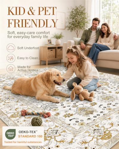 OLANLY 9x12 Washable Area Rug, Soft Non Slip Carpet for Bedroom Living Room - Image 5