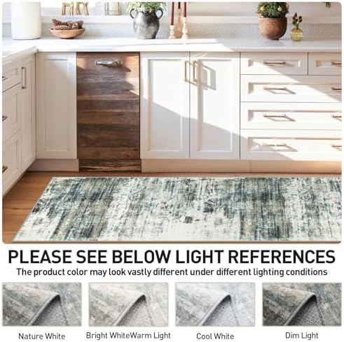 2'6''x8' Runner Rugs Washable Rug:Modern Abstract Hallway Teal Green Carpet - Image 5