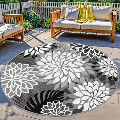 Arenarug Outdoor Rug Waterproof, Washable Patio Rug for Deck, 6x6, Black by ArenaRug