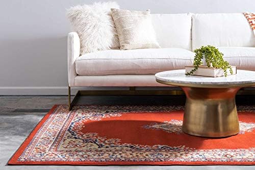 Unique Loom Reza Collection Traditional Persian Style Area Rug, Rectangular 6' 0" x 9' 0", Terracotta/Ivory - Image 3