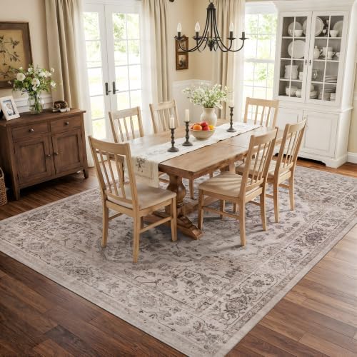 Rugshop Vintage Medallion Machine Washable Non-Slip Area Rug, 9'x12' Cream - Image 6
