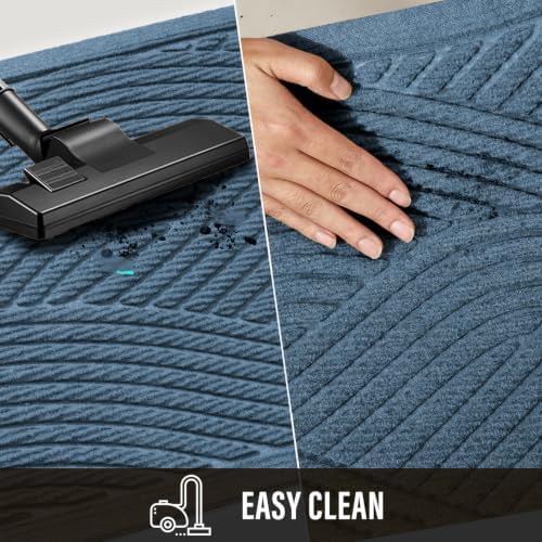HIYARD Sturdy Front Door Mat, Absorbent Muddy Dirt Resist Welcome Door Mats Outdoor Indoor, Stain and Fade Resistant, Non-Slip Backing Entry Mat Low Profile Doormat for Entryway, 36×24, Light Blue - Image 7
