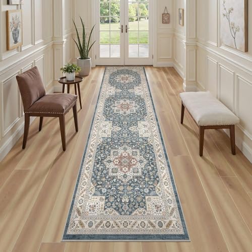 cotiled 2x8 Hallway Runner Rug for Entryway, Non-Slip Vintage, Vintage Blue - Image 4