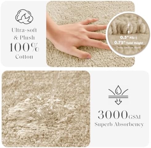 Madison Park Splendor Reversible 100% Cotton Bath Rug, 17 x 24, Natural - Image 3