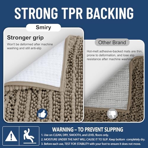 Smiry Bathroom Rugs 40X32, Extra Soft Rubber Backing Chenille Bath Mats - Image 3