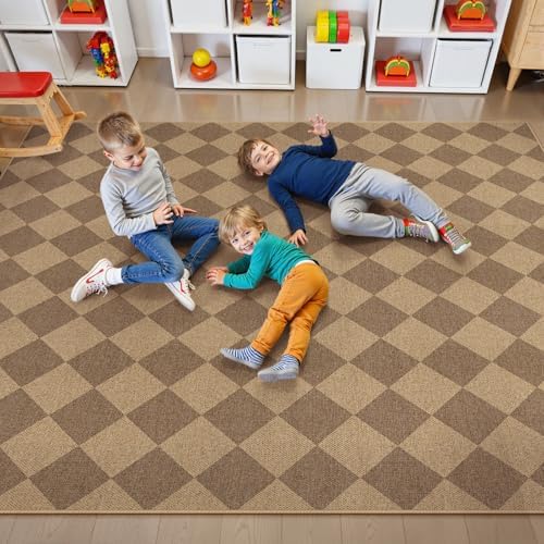 Lahome Checkered Easy Jute Dining Room Rug, 9x12 Outdoor Area Rugs Washable - Image 4