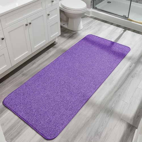 Bosap Bath Mat,Ultra Thin Bathroom Runner Rugs,Large Bath Mats for Bathroom,Quick Dry,Non-Slip,Machine Washable,Low Pile,Bath Rug,Shower Outside,Sink,Home Decor Accessories.Purple,2'x6'(24x72inch) by BosapDirect