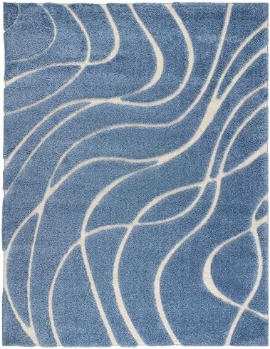 SAFAVIEH Florida Shag Rug 9'6"x13', Soft Light Blue & Cream SG471-6011 - Image 3