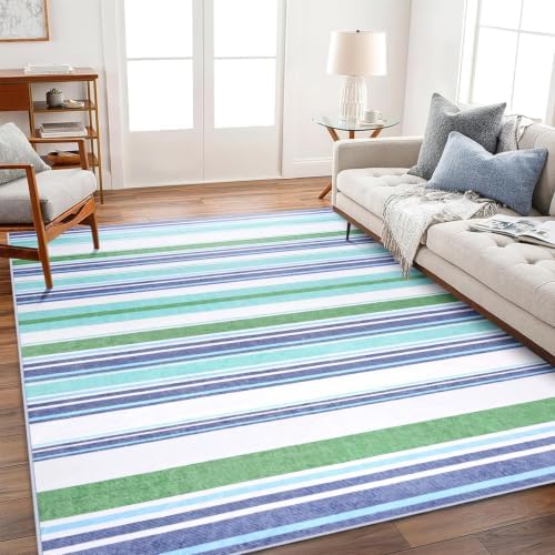Area Rug 4x6 Blue Rug Washable Rugs Non Slip Low Pile Small Carpet for Entryway, Bedroom, Kitchen, Classroom, Kids Room, Office, Dorm, Dining Room - Image 3