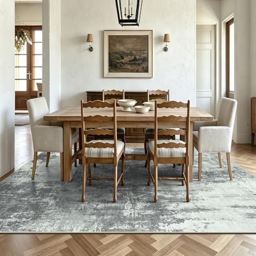 5x7 Rugs for Living Room - Modern Abstract Washable Rug, Ultra Soft Non Slip Low Pile Large Rugs, Floor Carpet for Bedroom Dining Room Office Laundry Nursery Home(Gray&Green) - Image 4