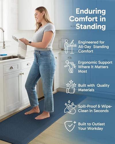 Ophanie Kitchen Mats for Floor, 3/4 Inch Thick, 24 x 70 Anti Fatigue Cushioned Mat,Kitchen Rugs,Waterproof,Comfort Ergonomic Standing Mat for Office,Home,Sink with 99+ Pairs of Anti-Slip Bottom Ridges - Image 4