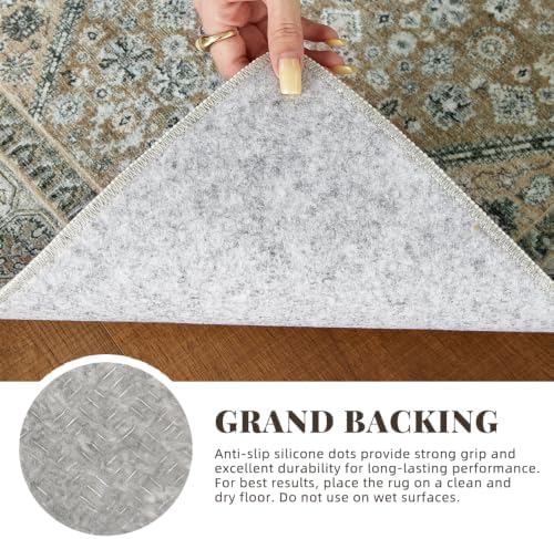 2'x6' Vintage Beige Brown Runner Rug, Washable Non-Slip Non-Shed Floor Mat - Image 5