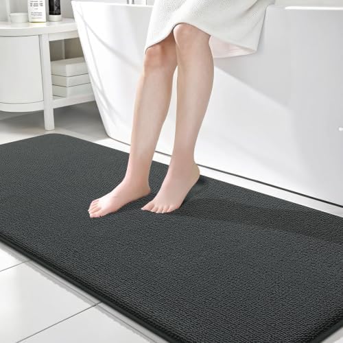 OLANLY Memory Foam Bathroom Runner Rug 70x24, Absorbent Long Mat, Dark Grey by OLANLY