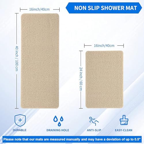 Hargiis Non Slip Bathtub Mat, Anti Slip Shower Mat, Fast Drying Bath Tub Mats, Foot Scrubber Mat, Anti Slip Mat for Tub, Floor, Bathroom, Home, Kitchen, Hotel (Beige 24"x16") - Image 2