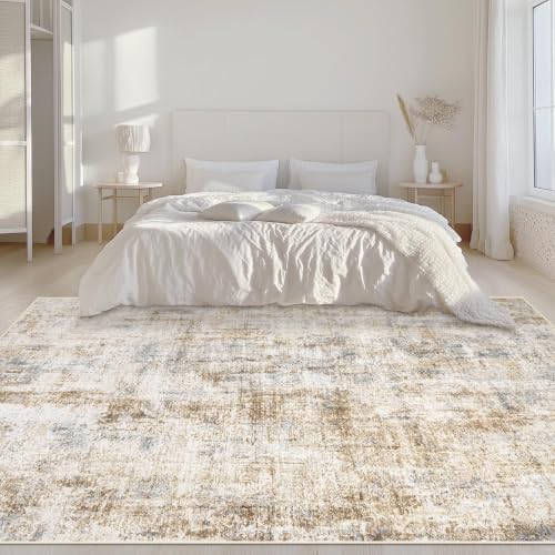 Area Rugs 6x9 Living Room: Washable Rug Modern Abstract Large Rugs Soft Non Slip Neutral Rug Stain Resistant Indoor Carpet for Bedroom Kitchen Dining Room Nursery Home Office Rugs(Blue Brown,6'x9') - Image 3