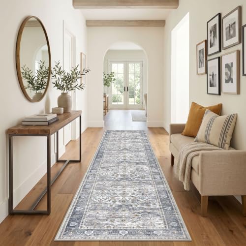 KUTA Vintage Long Runners for Hallways 3x12 Grey Blue Washable - Image 3
