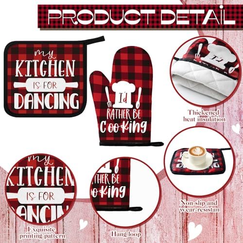 Fourluoo 10 Pcs Red Buffalo Plaid Kitchen Set - Image 5