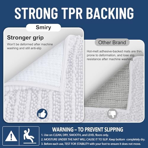 Smiry Bathroom Rugs 30X20, Extra Soft Rubber Backing Chenille Bath Mats - Image 4