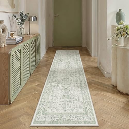 PureCozy Sage Green Runner Rug 2x8 Vintage Floral - Image 2