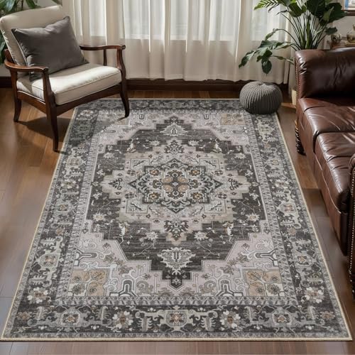 Tangsoo Vintage 3x5 Washable Rugs, Non Slip Accent Rugs for Entryway Grey by Tangsoo
