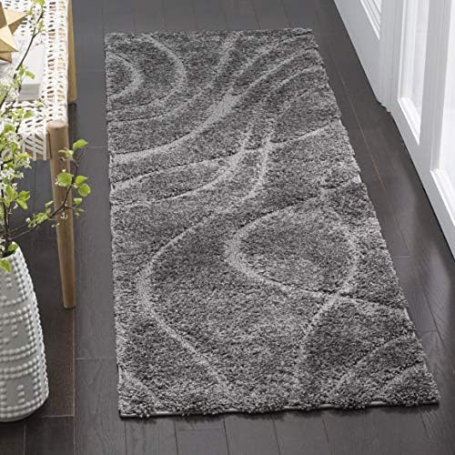 SAFAVIEH Florida Shag Runner Rug 2'3"x7', Grey & Grey SG471-8080 by Unknown