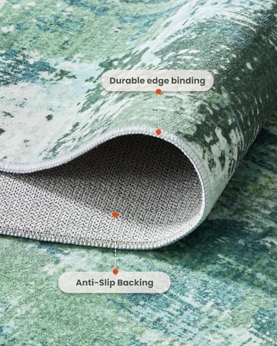 Amada 2'6"x10' Modern Abstract Washable Area Rug for Entryway Green - Image 4