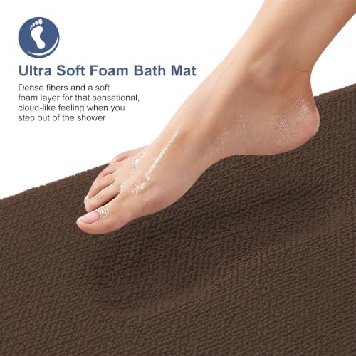 OLANLY Thick Memory Foam Bathroom Rugs 34x21, Absorbent Bath Mat, Brown - Image 2