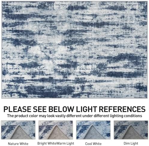 10x14 Area Rugs for Living Room: Washable Abstract Blue Grey Bedroom Carpet - Image 7