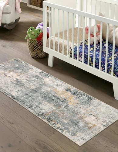Lahome Modern Abstract Runner Rug - 2x6 Gray Washable Runners for Hallways Rugs for Living Room, Soft Non-Slip Contemporary Indoor Accent Laundry Room Carpet Runner for Gift Entryway Bedroom Door - Image 6