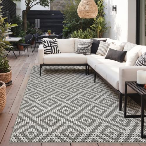 GENIMO Outdoor Rug, Waterproof Plastic Rugs for Patio, 6'x9' Cloud Grey - Image 3
