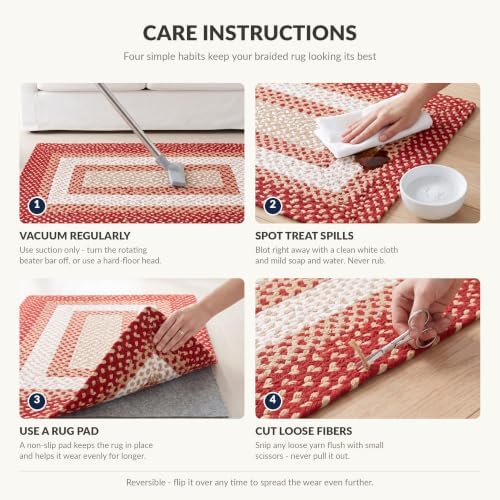 Super Area Rugs 7x9 Farmhouse Braided Cotton Area Rug, Red/Cream/Ivory - Image 5