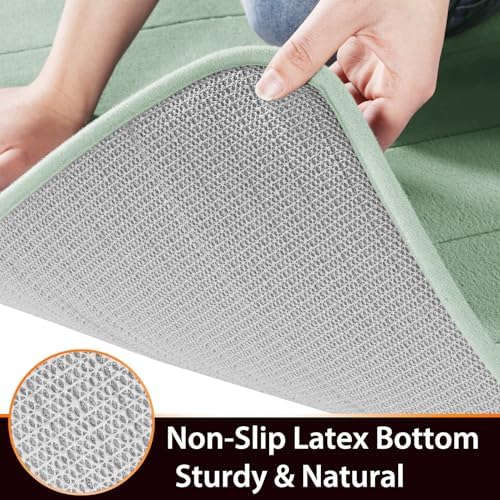 Yimobra Bathroom Runner Rugs 72"x24" Non Slip Washable Memory Foam Bath Mat, Super Soft Water Absorbent Hallway Carpet for Vanity Tub Shower, Pale Green - Image 4