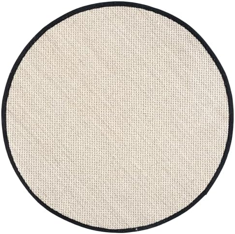 SAFAVIEH Natural Fiber Round Rug 3', Sisal Textured Marble & Black NF143A - Image 2