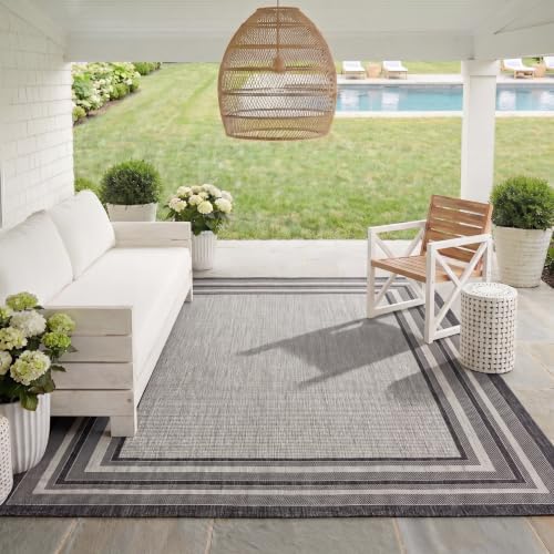 SAFAVIEH Courtyard Outdoor Area Rug 8'x10', Light Grey & Black CY8475-37612 by Unknown