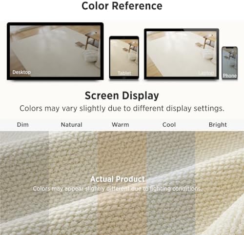 Bedsure 8x10 Faux Wool Area Rug for Living Room, Machine Washable, Ivory - Image 5