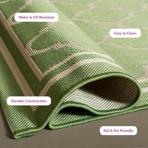 SAFAVIEH Washable Rug Outdoor Courtyard Collection - 6'7" Square, Green & Beige, Non-Shedding & Easy Cleaning, Ideal for Patio, Backyard, Mudroom (CY6918-244) - Image 3
