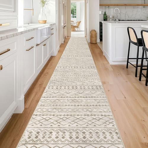 KUTA Extra Long Runners for Hallways 2.6x20ft Washable Beige Boho Runners - Image 2