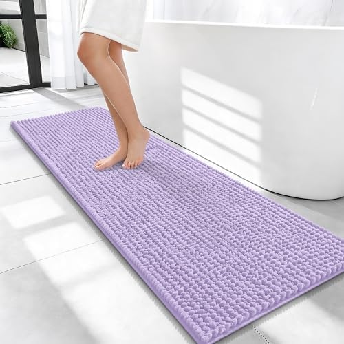 OLANLY Thick Chenille Bathroom Runner Rugs Mats 47x17, Lavender by OLANLY