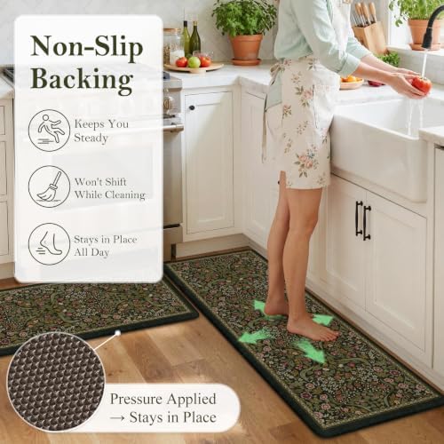 Collive Kitchen Rugs Sets of 2, Padded Kitchen Floor Mats-20"x71"+20"x32" - Image 4