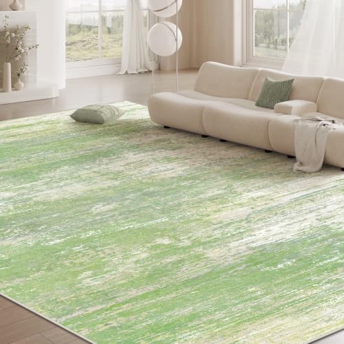 Washable Rug 8x10 Area Rugs for Living Room: Large Neutral Soft Rug Abstract Non Slip Low Pile Modern Carpet for Bedroom Kitchen Nursery Office Dining Room Indoor (Green, 8'x10') - Image 7