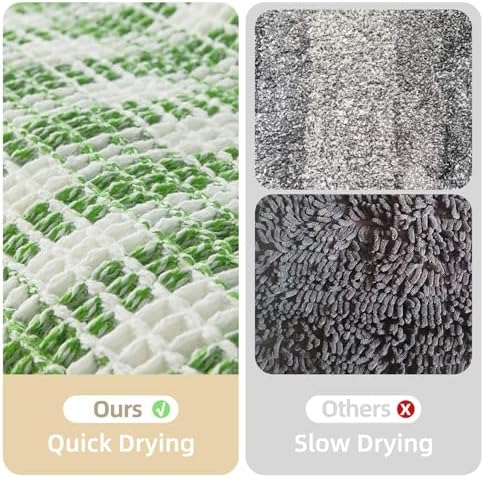 TYUU Waffle Bath Mat, Cute Bathroom Rugs Non Slip, 48x24 Green & White - Image 6