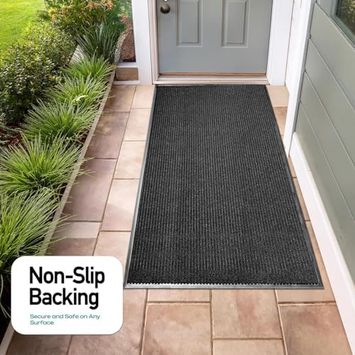 Durable Rubber Door Mat - Heavy Duty, Indoor/Outdoor, Easy Clean, Waterproof, Low-Profile Mat for Entry, Patio, Garage - Stylish (Black, 2' x3' Feet) - Image 5