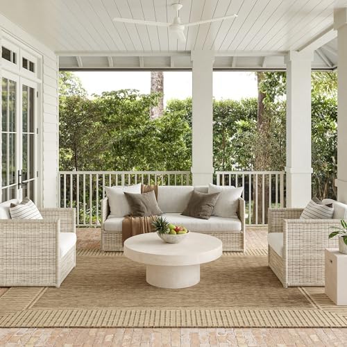 nuLOOM Asha Light Brown Bordered Indoor/Outdoor Area Rug, 4' x 5' by nuLOOM