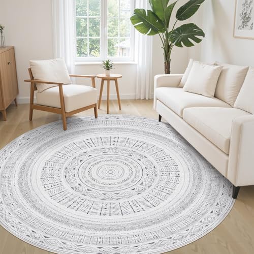 cotiled 6x6 Round Rug 6ft Circle Living Room Boho Area Rugs - Image 3