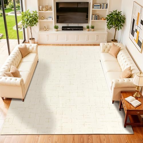 LIANLAM Washable Rug Area Rugs for Living Room - Stain Resistant Non-Slip Backing Boho Rug for Bedroom,Durable & Ultra-Thin Vintage Large Area Rug(8' x 10',White) by LIANLAM
